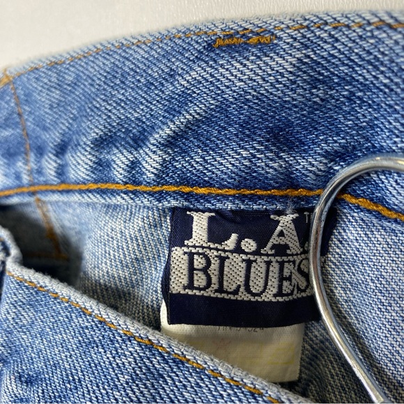 L.A Blues Vintage Size 33 Blue Denim Jeans High Rise - Picture 3 of 4